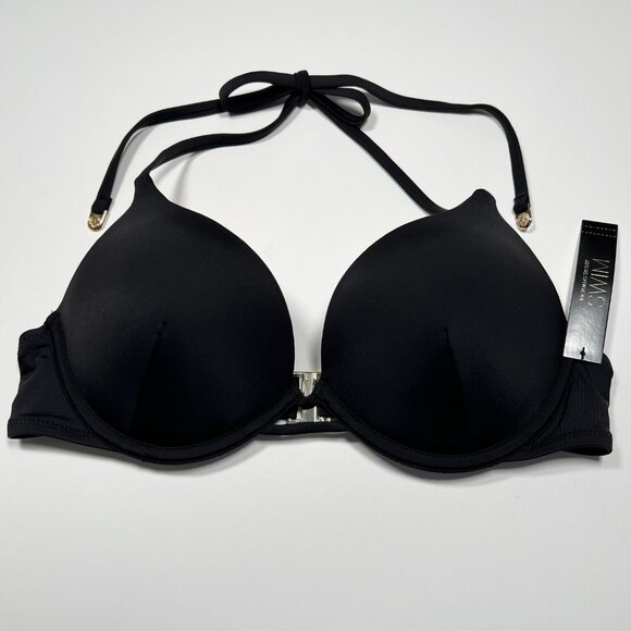 Victoria Secret 32D Bombshell Push Up Bikini Top Halter Add 2 Cups Black - Picture 1 of 7